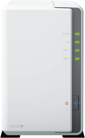 Synology DS223J 2-байтовий NAS для дому, білий (8TB)