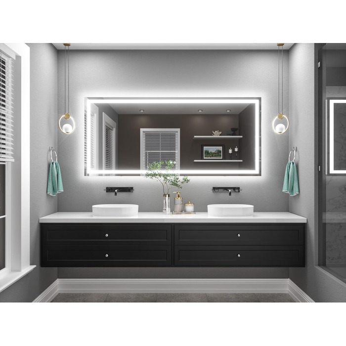 Дзеркало для ванної кімнати TETOTE з підсвічуванням 50x70 см, без рами, LED, сенсорне управління, 3 кольори, регулювання яскравості, функція пам'яті