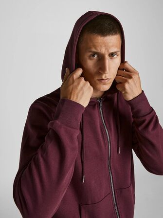 Чоловіча однотонна толстовка з капюшоном Jack & Jones, колір Port Royale (червоний), розмір 3XL