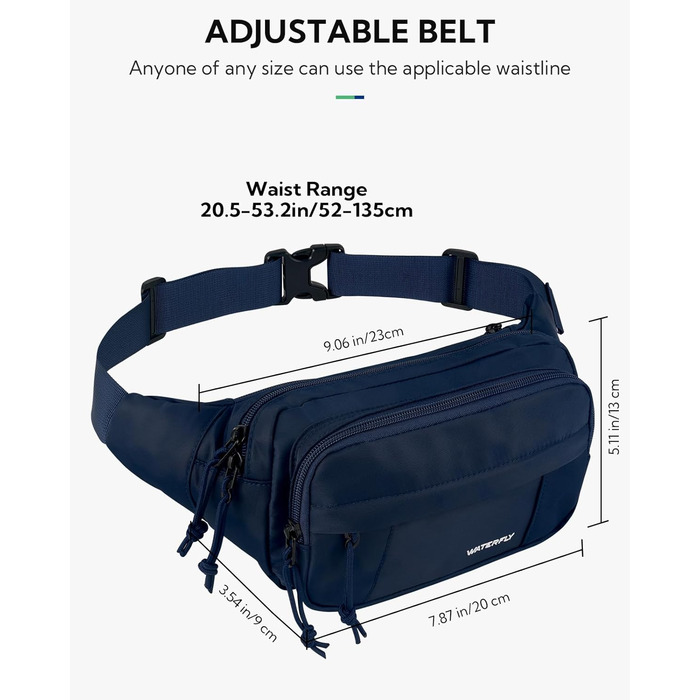 Водонепроникна поясна сумка Waterfly: стильна фанна-сумка для спорту, подорожей та прогулянок (темно-синій)