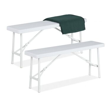 Relaxdays White Beer Bench, 2-Piece Set
