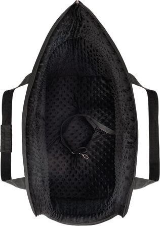 Сумка-переноска для собак та котів | Сумка на плече для тварин з гумкою та карабіном | до 15 кг | Матеріал: штучний замш (вельвет) | Розмір: L | Чорний колір (52 x 35 x 39 см)