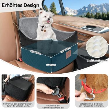 Автокрісло для собак GL GLENSLAVE для маленьких та середніх порід, з товстим шаром підкладки до 16 кг, знімний, пральний, чорний/коричневий/сірий