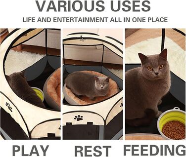 Клітка-вигул для цуценят 91x91x58 см, складана переносна клітка для тварин, для собак, кроликів, морських свинок, котів, для дому та відпочинку на природі