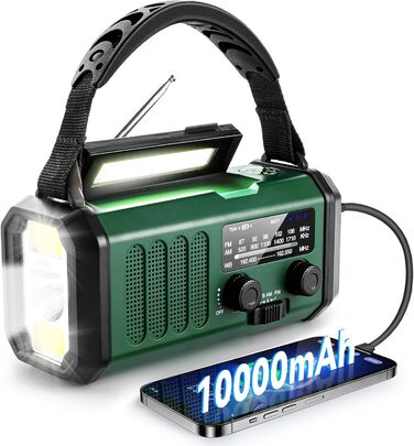 Сонячне радіо 10000 mAh з NOAA, USB зарядкою, ліхтариком та компасом для відпочинку на природі