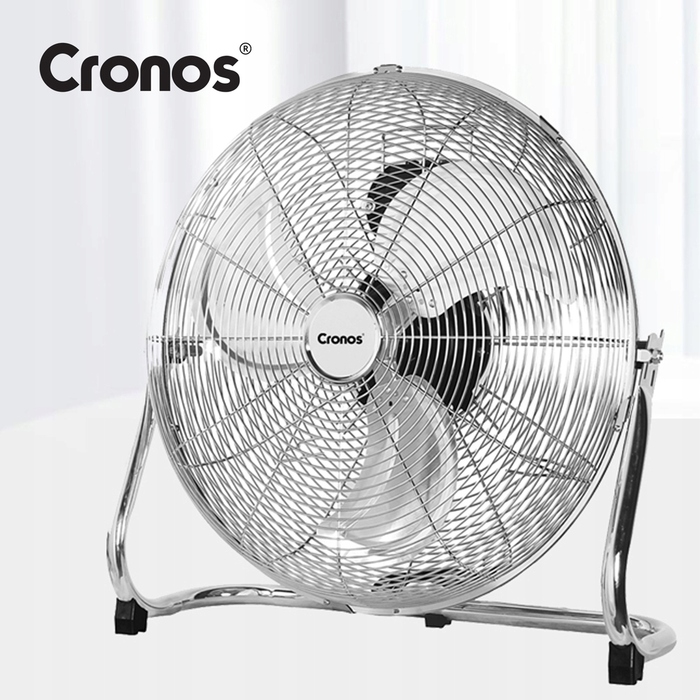 Підлоговий вентилятор Cronos, сріблястий, 120 Вт, 3 швидкості, з поворотним головним блоком