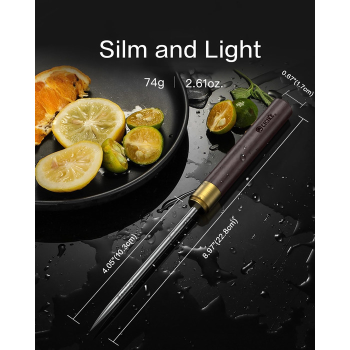 Stainless steel ice pick with safety cover, pick tool for breaking ice, non-slip wooden handle for easy gripping, 22.9 cm length (2 pack)