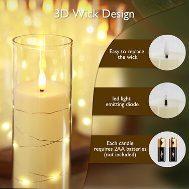 Homemory Flameless LED Candles with Remote Control and Timer, Acrylic, Gray, 5-Piece Set
