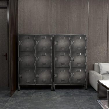 Metal locker with lockable doors, industrial steel cabinet for school, home, office, garage, H140*W38*D46 cm (6 doors)