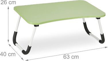 Столик для ноутбука Relaxdays на ліжко/диван, 26 x 63 x 40 см, розкладний, зелений, MDF, метал