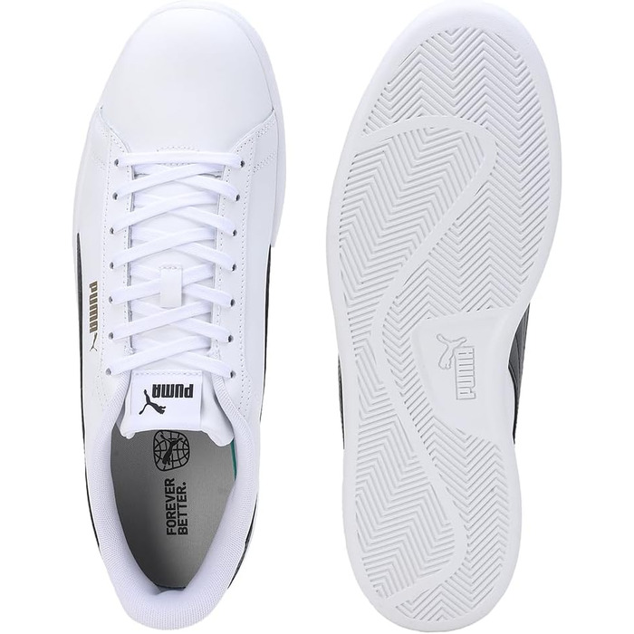 Кросівки Puma Smash 3.0 L для чоловіків, шкіряні, чорні (44.5 EU, White Black Gold)