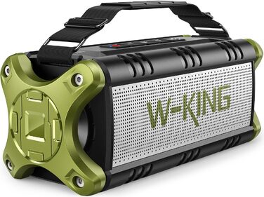 W-KING Портативна Bluetooth Колонка 90W з Глибоким Басом, 40 годин роботи, IPX6, Powerbank, TF-карта, NFC, AUX, Bluetooth 5.0, Зелена