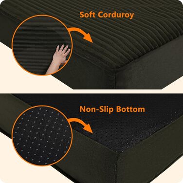 Ортопедичне ліжко для собак, 10 см товщина, для середніх та великих собак, знімний та пральний килимок, неслизьке дно, водонепроникне внутрішнє покриття, 112 см, оливковий колір