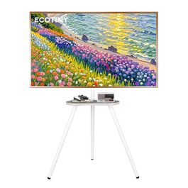 Стійка для телевізора 43-65 дюймів LCD LED OLED до 35 кг, регульована по висоті, поворотна, дерев'яна підставка з полицею, VESA 400x400 мм, біла