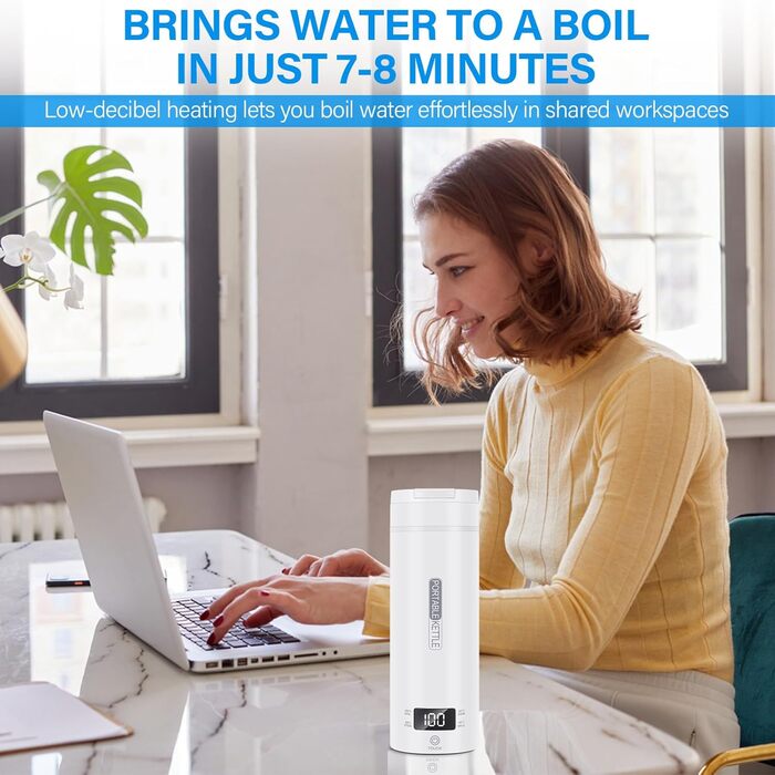 Електричний дорожній чайник Mkitnvy 500 мл, портативний, нержавіюча сталь 304, автоматичне вимкнення, швидкий нагрів, міні-чайник для дитячого харчування, чаю, кави