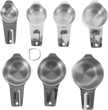 4-Piece Baking Tool Set: Spatula Holder Clip, Coffee Measuring Spoon, Measuring Cup, Mug, Shot Glass, Measuring Pitcher, Cup Sizes, Large Cup, Silver, Stainless Steel