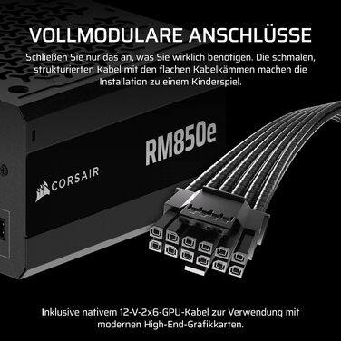 Блок живлення Corsair RM850e (2025) 850W ATX з підтримкою 12V-2x6, сертифікація 80 PLUS Gold, чорний