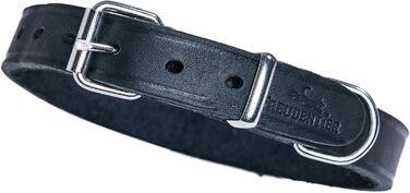 Шкіряний нашийник для собак Freudentier Alsterufer - ручної роботи, сертифікована жирова шкіра, Midnight, 29-40,5 см