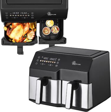 Фритюрниця Extralink 1400W Airfryer 4.2L з 10 функціями, LED-дисплеєм та економним споживанням енергії