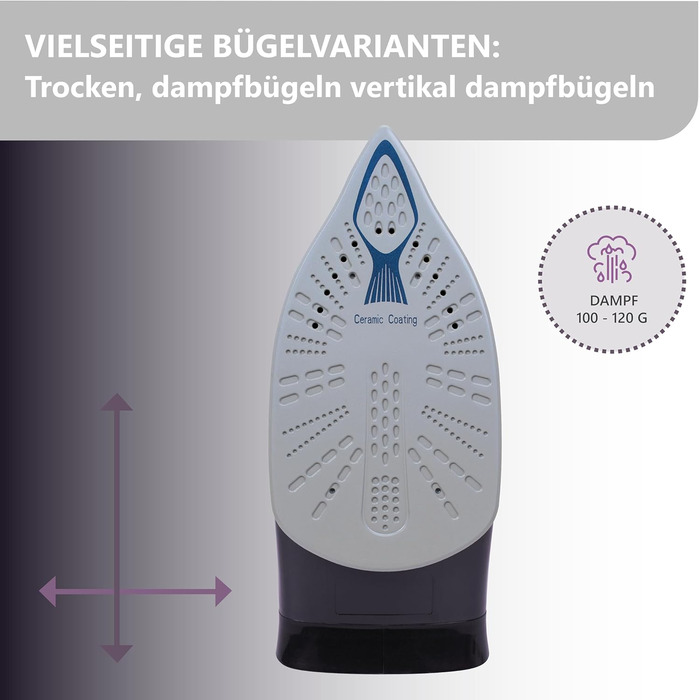 Праска з парою Silva Homeline DBS 580: 2600 Вт, керамічна підошва, 1.5л резервуар, 8 бар, автоматичне регулювання пари, захист від накипу та протікання, самоочищення, ECO-режим, автоматичне вимкнення