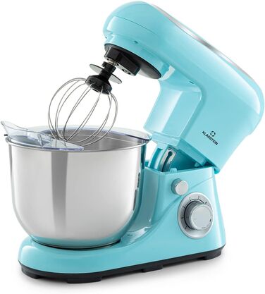Klarstein 1300W Stand Mixer - Kitchen Machine for Baking, 6-Speed, 5L Bowl, Planetary Mixer with Dough Hook, Whisk & Beater - Turquoise
