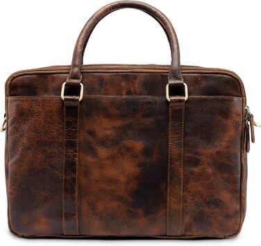 Сумка для ноутбука Leabags Leder Aktentasche чоловіча шкіряна до 16 дюймів, коричнева (M, Brown Marble)