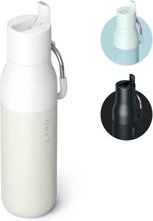 LARQ Bottle Flip Top 500ml - Insulated Stainless Steel Water Bottle with Straw | Reusable Water Bottle for Sports, Gym, and Travel | Keeps Drinks Cold, (740 ml, Granite White)