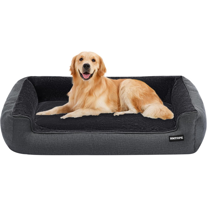 HMTOPE Dog Bed, Dog Sofa, Dog Cushion, Dog Basket, Detachable and Washable, Dark Grey, 110 x 86 x 26 cm