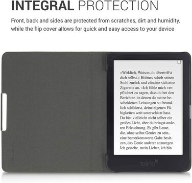 Чохол kwmobile для Tolino Shine 3: тканинний захисний чохол-обкладинка, сірий