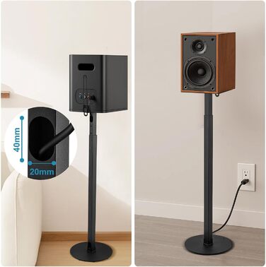 Підставка для колонок 2 шт. - Регульована висота, поворот 360°, стабільний підставник, універсальна сумісність, чорний колір, ідеально для домашнього кінотеатру, студії та вітальні