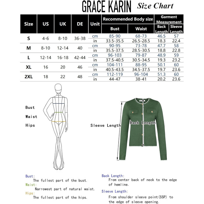 Жіночий кардиган Grace Karin з довгими рукавами, двоколірний, в'язаний, з ґудзиками. Елегантний та зручний. XL, темно-синій