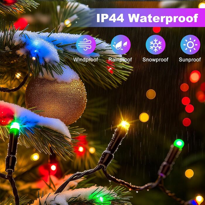 LED гірлянда для прикраси саду, балкону, весілля: 20м, 1000 LED, RGB, 8 режимів, таймер, вологостійка