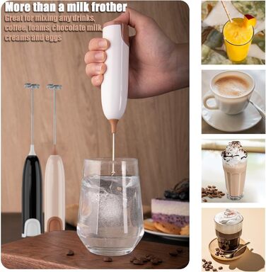 Електричний піноутворювач для молока Aischens: ручний міні-міксер для кави, вершків, яєць, лате, матча (білий-рожевий)