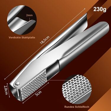 Преміум-притискач для часнику з нержавіючої сталі, Lekdicht - герметичний, легкий у догляді, стійкий до іржі, придатний для миття в посудомийній машині