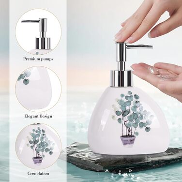 Bathroom Accessories Set, Gold Marble Look, Modern 6-Piece Bathroom Accessories Set, complete with soap dispenser, toothbrush holder, cup, tray, and countertop (Vegetal)