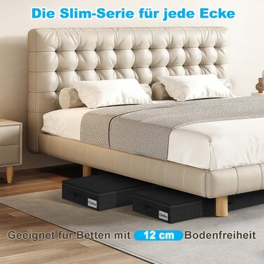 Коробки для зберігання під ліжко з кришкою, 12 см, 4 шт. Складані контейнери для одягу та постільної білизни, чорні