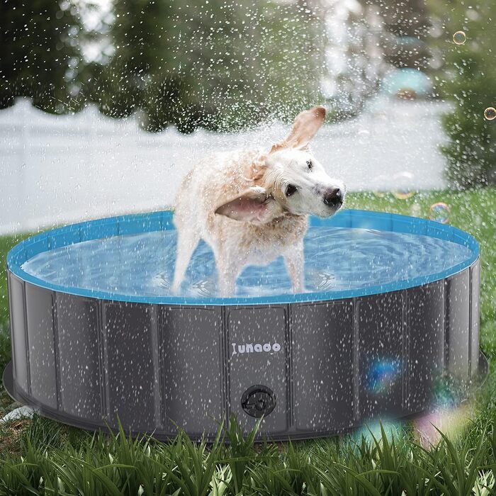 Dog Pool for Large Dogs, Foldable Swimming Pool Dog Splash Pool, Portable PVC Dog Pool Bathtub Dog Swimming Pool for Large Small Dogs, (Light Blue, L (120 x 30 cm))
