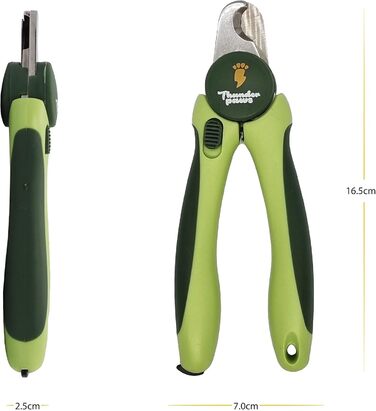 Професійна кусачка для собак з захистом, замком безпеки та пилочкою для нігтів (середня-велика, зелена)