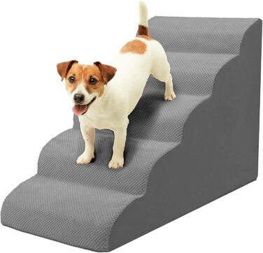 Сходинка для собак Niubya, 62 см, 5 сходинок, для котів та собак, для літніх та поранених тварин, знімний чохол, високощільний пінопласт (сірий)
