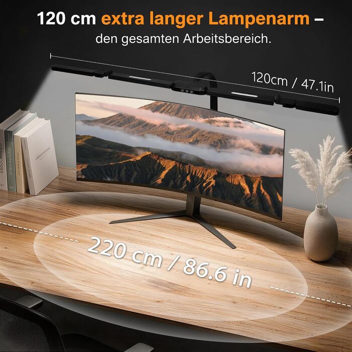 Світлодіодна настільна лампа для столу RGB, 120 см, з пультом дистанційного керування