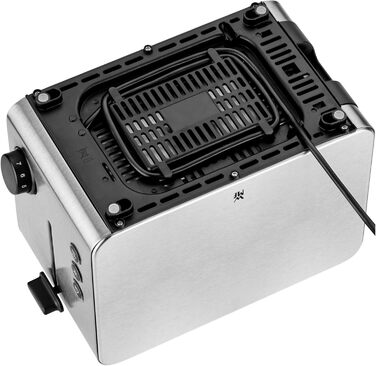 WMF Stelio 2-Slice Stainless Steel Toaster, Double-Slot Toaster with Bread Roll Attachment, Bagel Function, 7 Browning Levels, 900 W, Matte Stainless Steel Toaster
