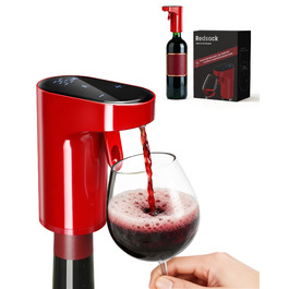 Електричний декантер для вина 5-в-1 з регулюванням дозування та цифровим виливом, автоматичний розливач вина, подарунок на День народження/День Святого Валентина (червоне)