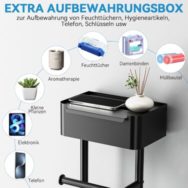 Підставка для туалетного паперу настільна з боксом для вологих серветок, чорна матова – Pro