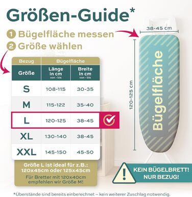 Покриття для прасувальної дошки Turbo 120x40 см - відбиває тепло для швидкого прасування, легка установка, 2 кишені, сертифікат OEKOTEX 100, сірий/білий колір