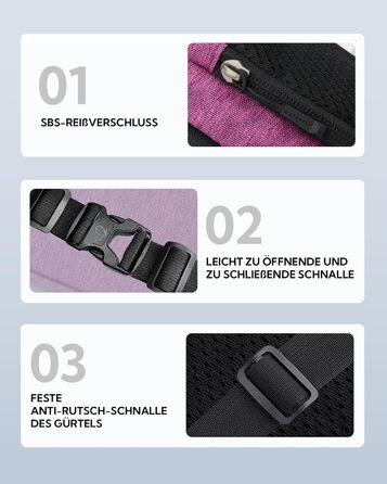 WATERFLY Поясна сумка на пояс для чоловіків та жінок: спортивна сумка на пояс, сумка-слінг для подорожей, туризму, прогулянок з собакою, активного відпочинку (фіолетовий)