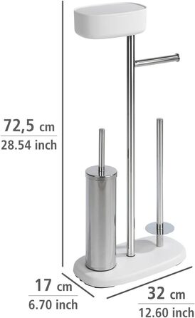 Набір для туалету WENKO Rivazza: тримач туалетного паперу з полицею, тримач для щітки, утримувач для запасних рулонів, нержавіюча сталь, білий