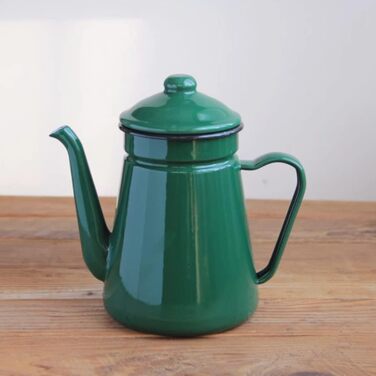 JMAHM Enamel Teakettle Coffee Pot 1L Water Kettle Can Be Used for Coffee, Tea, Milk, Oil, Induction Cooker Gas Stove Universal (Green)