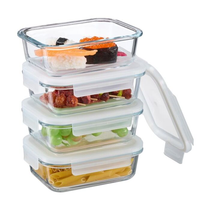 Relaxdays Glass Containers with Lids Set