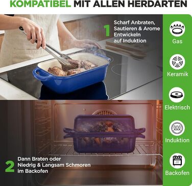 Форма для випічки хліба NutriChef чавунна емальована з кришкою 22.9 см блакитна + рукавиці