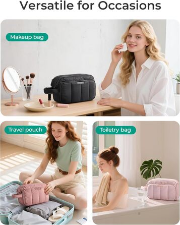 BAGSMART Косметичка для подорожей, органайзер для макіяжу та туалетних аксесуарів, чорна